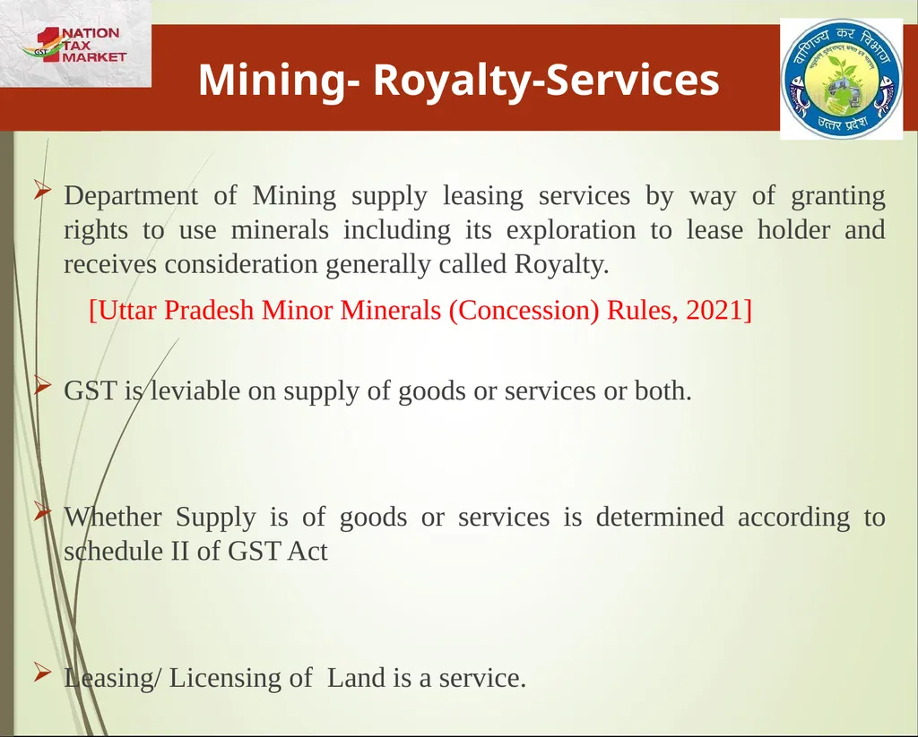 Mining & Minerals in UP Presentation By State Tax - slide 7 of 27