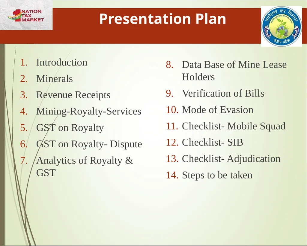 Mining & Minerals in UP Presentation By State Tax - slide 2 of 27