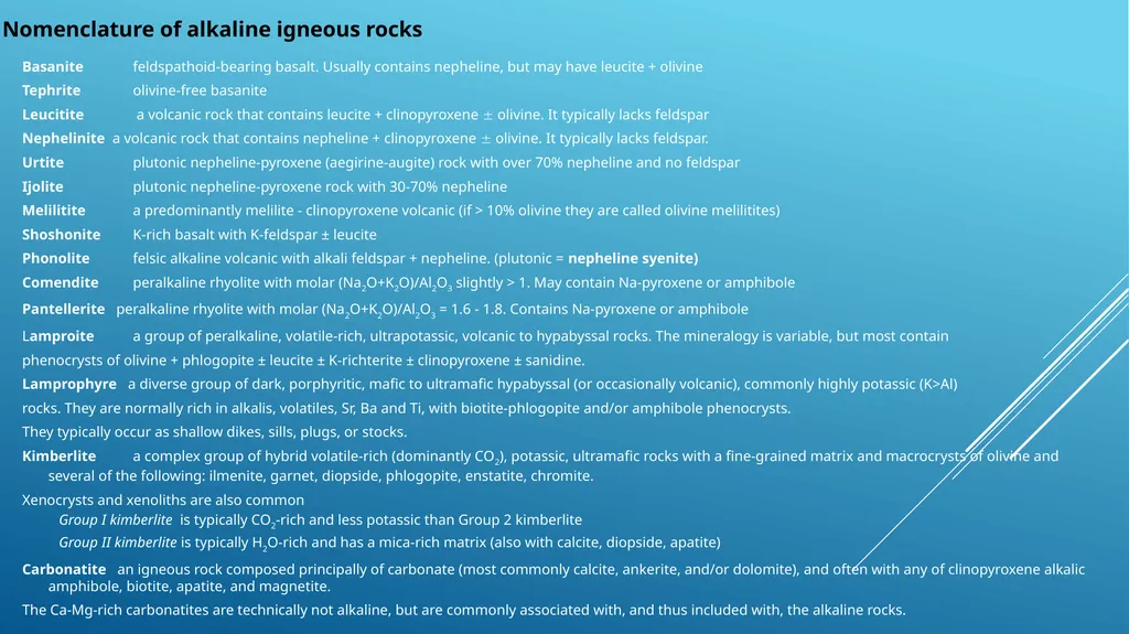 Alkaline rocks Lamprophyre Carbonatite Lamproites - slide 2 of 29