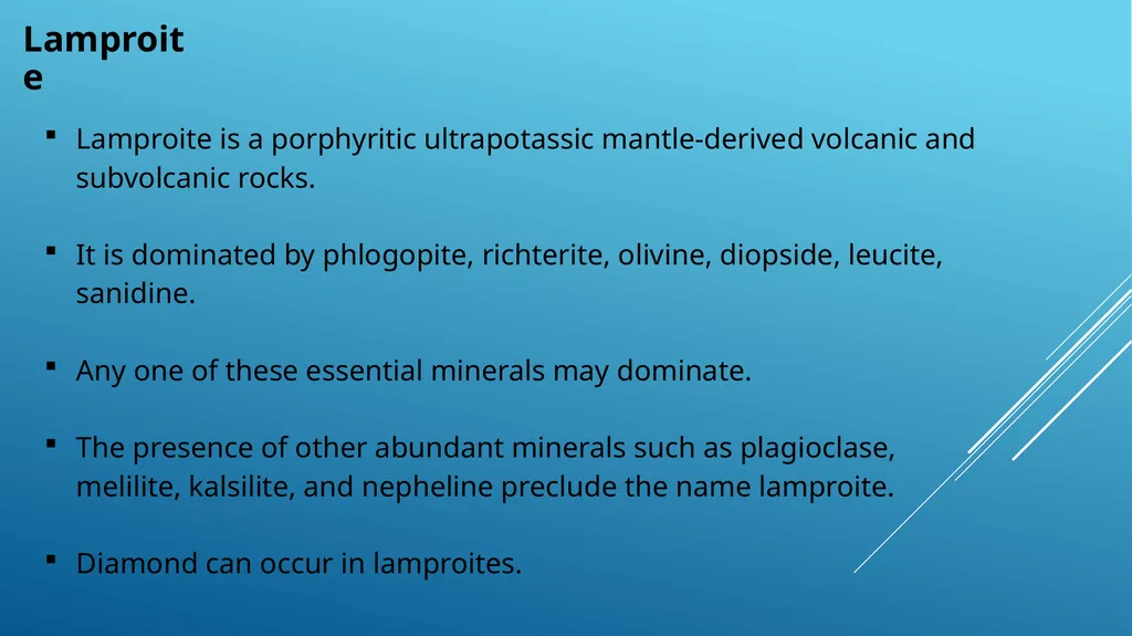 Alkaline rocks Lamprophyre Carbonatite Lamproites - slide 9 of 29