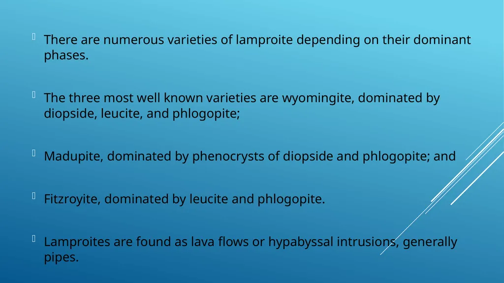 Alkaline rocks Lamprophyre Carbonatite Lamproites - slide 11 of 29