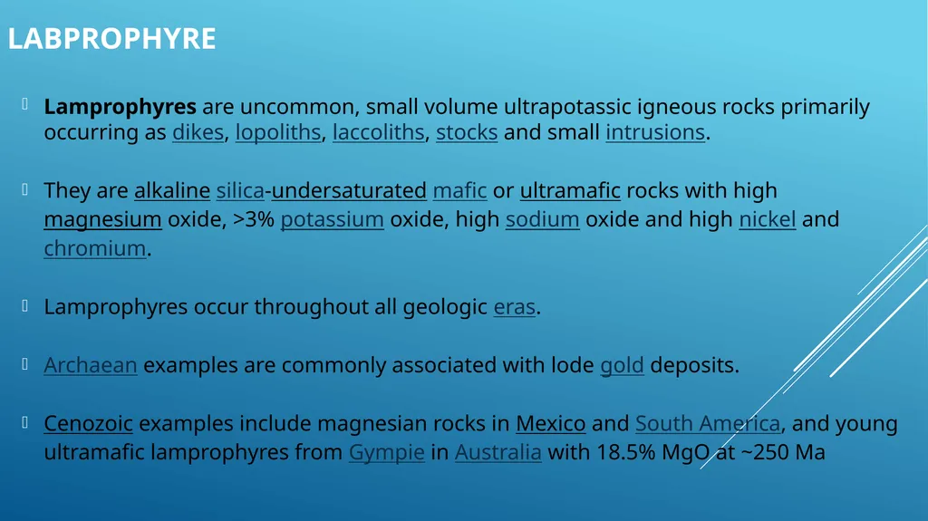 Alkaline rocks Lamprophyre Carbonatite Lamproites - slide 3 of 29