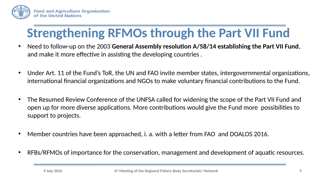 6th Meeting of the Regional Fishery Body - slide 9 of 10