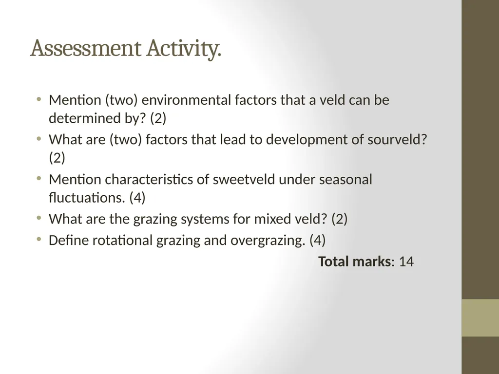 SEFIKENG CAMPUS SUBJECT: ANIMAL PRODUCTION LEVEL: - slide 15 of 15
