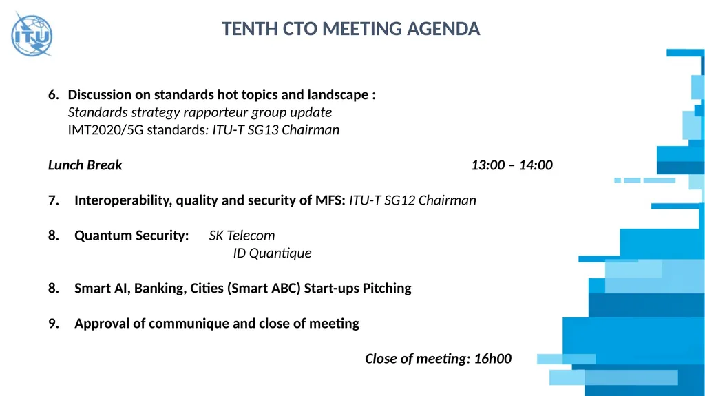 TENTH CTO MEETING AGENDA Opening Remarks and - slide 2 of 2