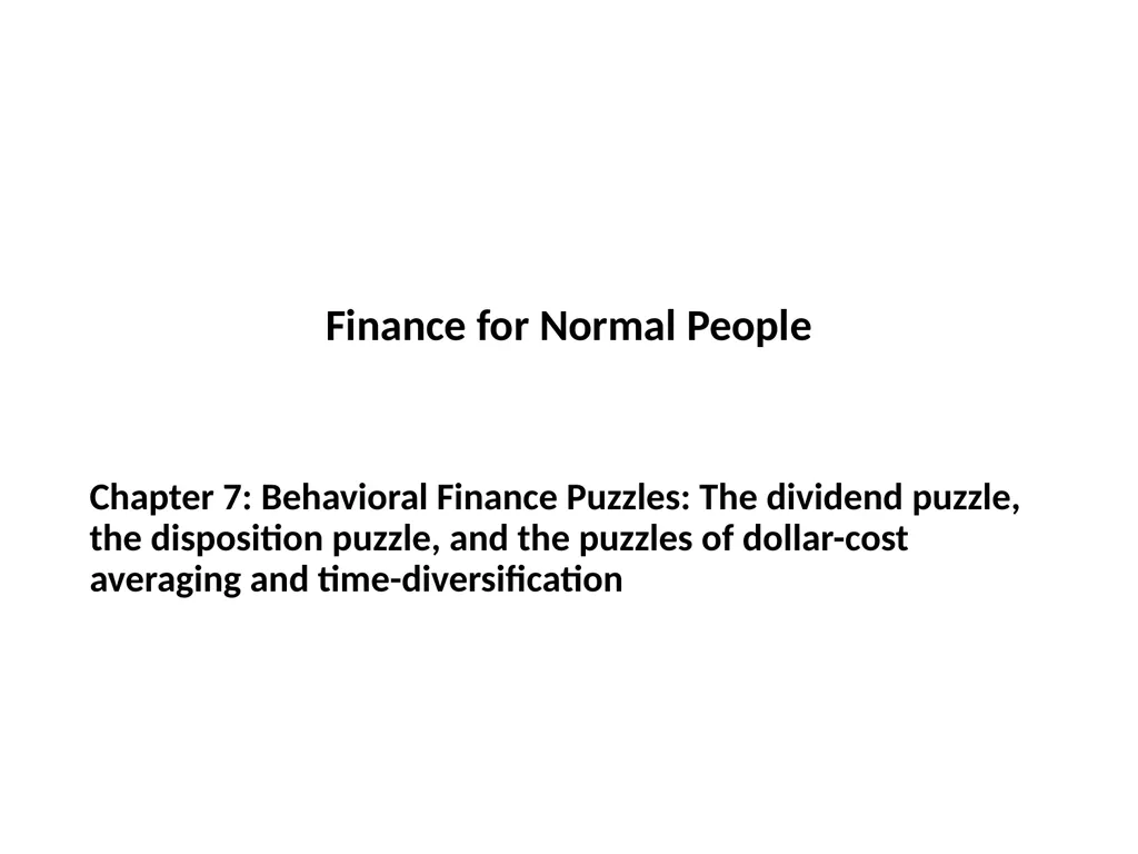 Finance for Normal People Chapter 7: Behavioral - slide 1 of 53