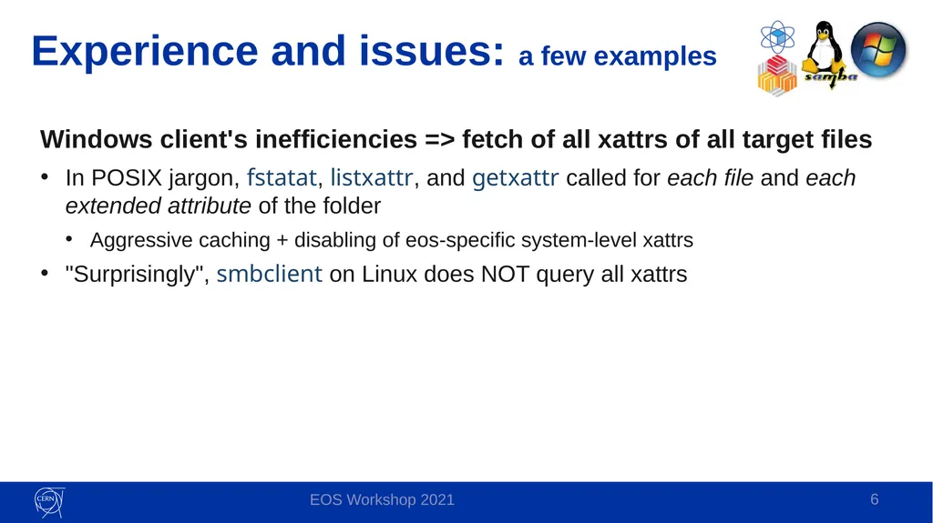 Samba: lessons learned Online access to EOS for - slide 6 of 10