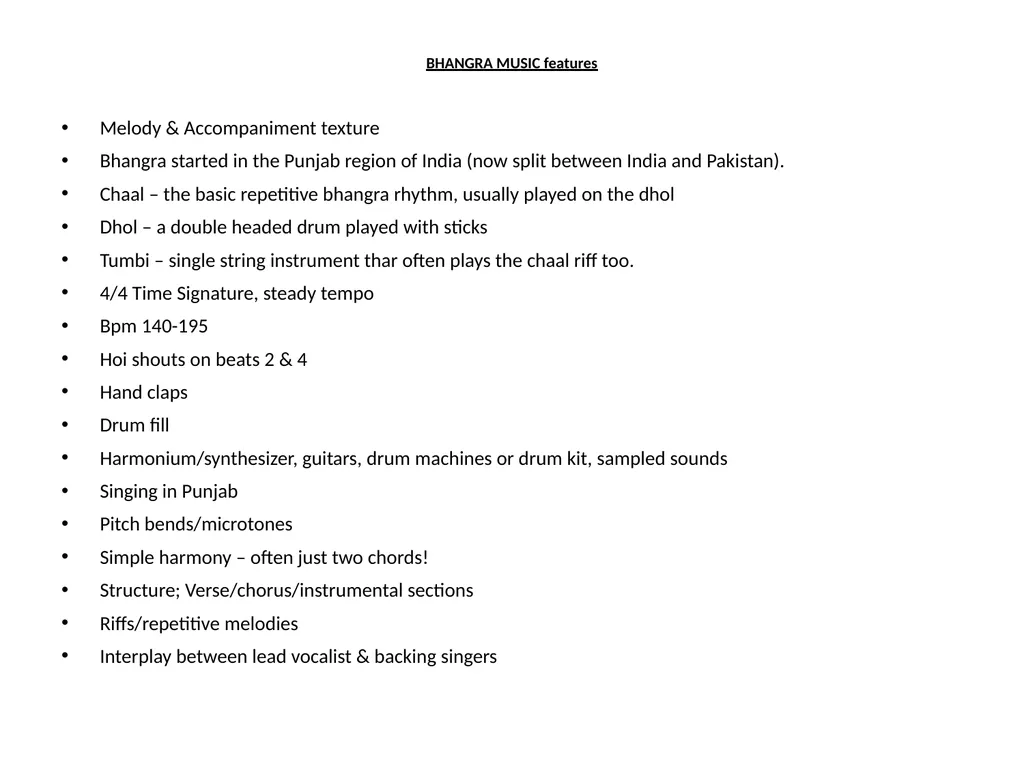 World Music RHYTHMIC features used in all World - slide 7 of 18