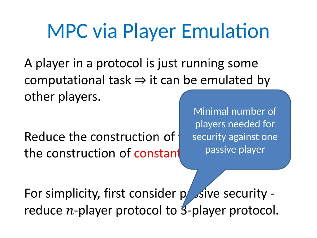Efficient Multiparty Protocols via Log-Depth - slide 6 of 35