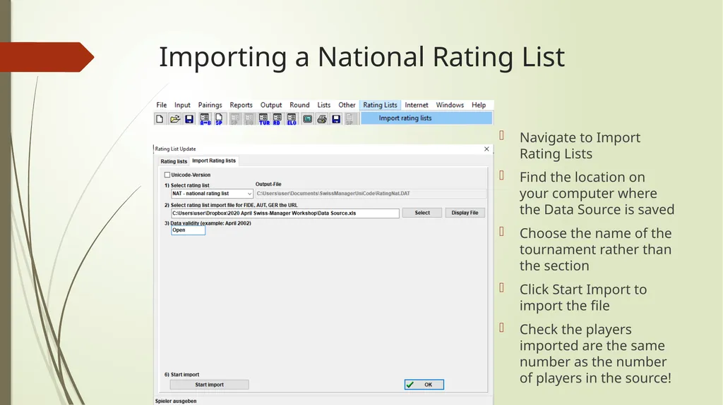 Entering Players Data Source For the purpose of - slide 7 of 19
