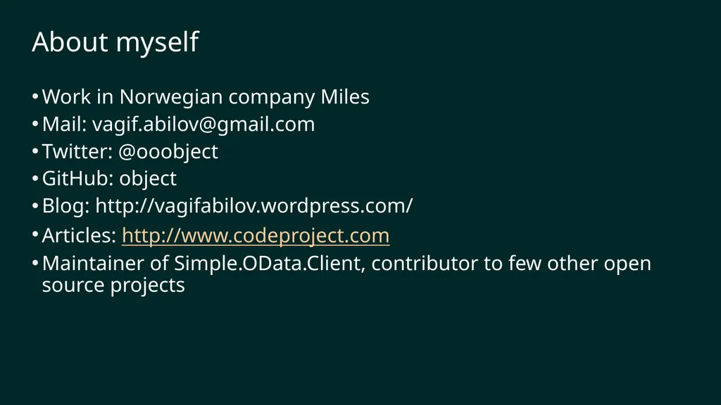 reF#ACTORing using F# and ACTOR model Vagif Abilov - slide 3 of 87