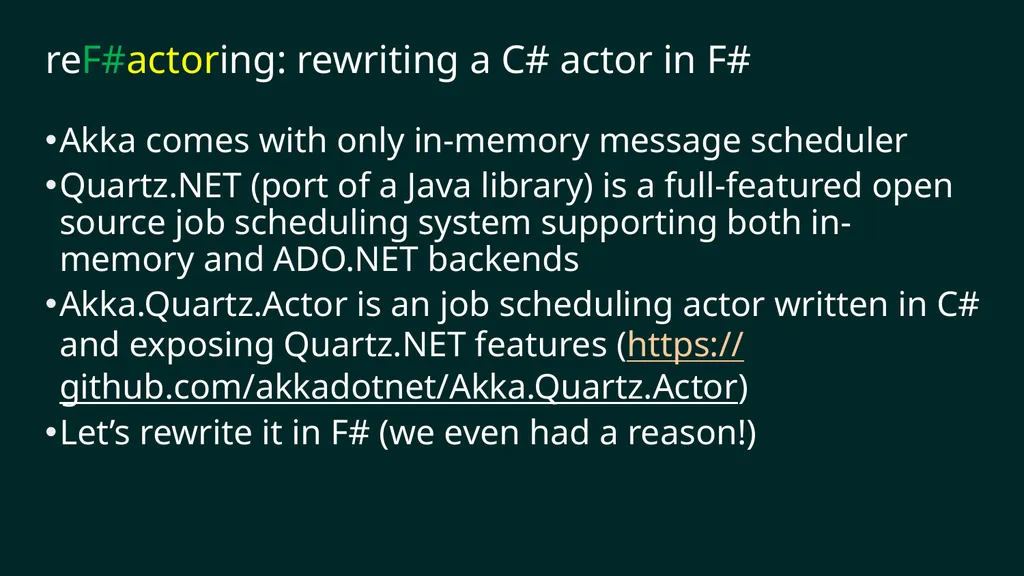 reF#ACTORing using F# and ACTOR model Vagif Abilov - slide 64 of 87