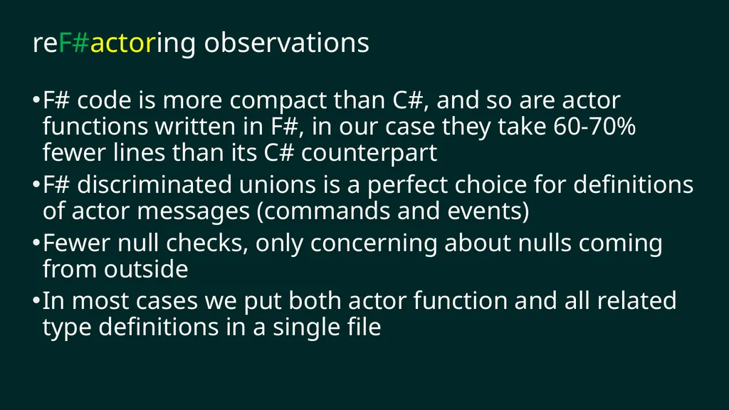 reF#ACTORing using F# and ACTOR model Vagif Abilov - slide 76 of 87