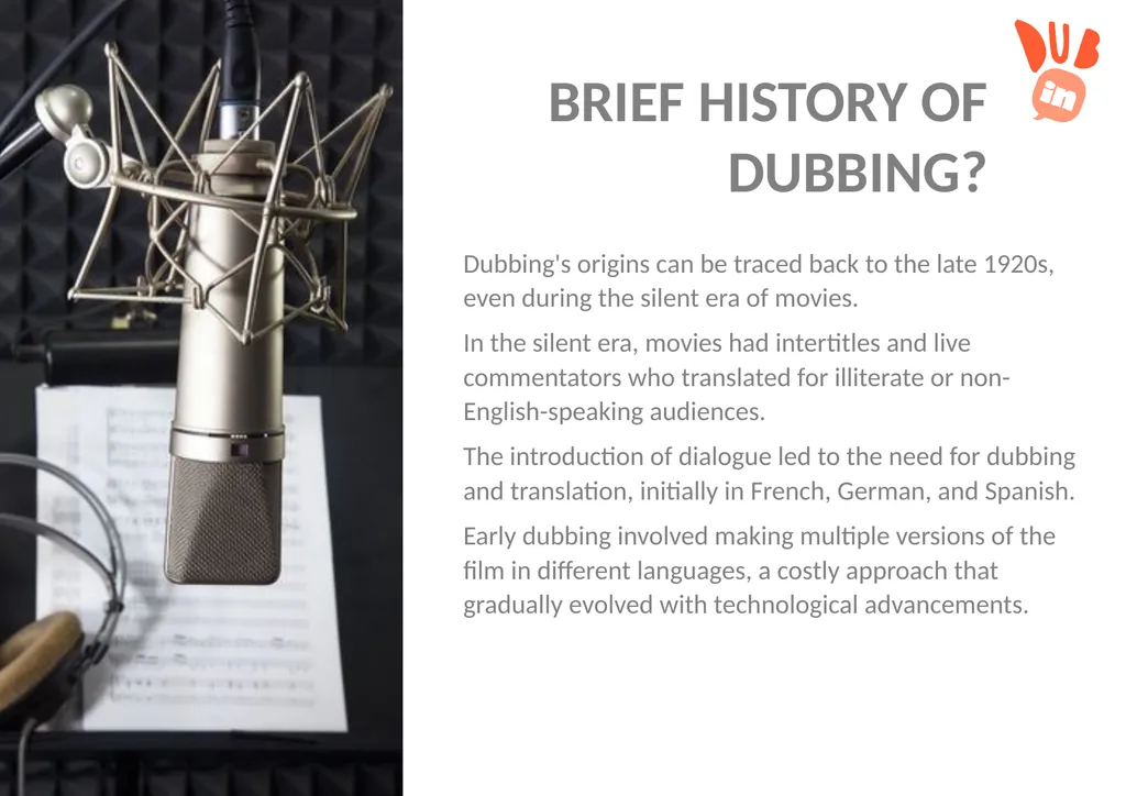 in Introduction to Dubbing: Exploring the Art and - slide 6 of 9