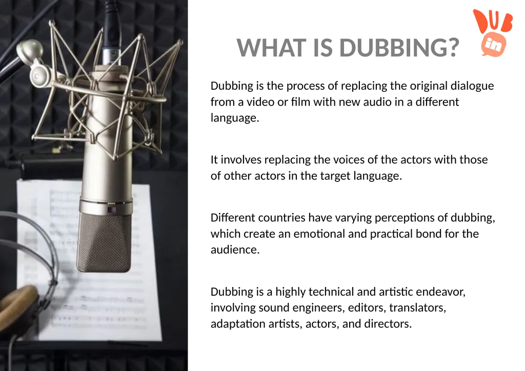 in Introduction to Dubbing: Exploring the Art and - slide 2 of 9