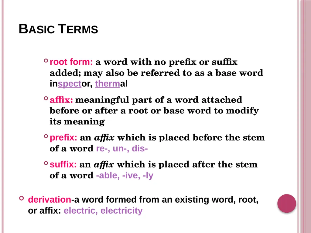 Derivative words and pronouns Yuli marlina Basic - slide 2 of 21
