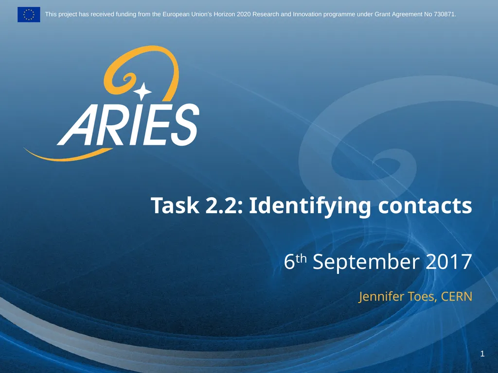 1 Task 2.2: Identifying contacts Jennifer Toes, - slide 1 of 8