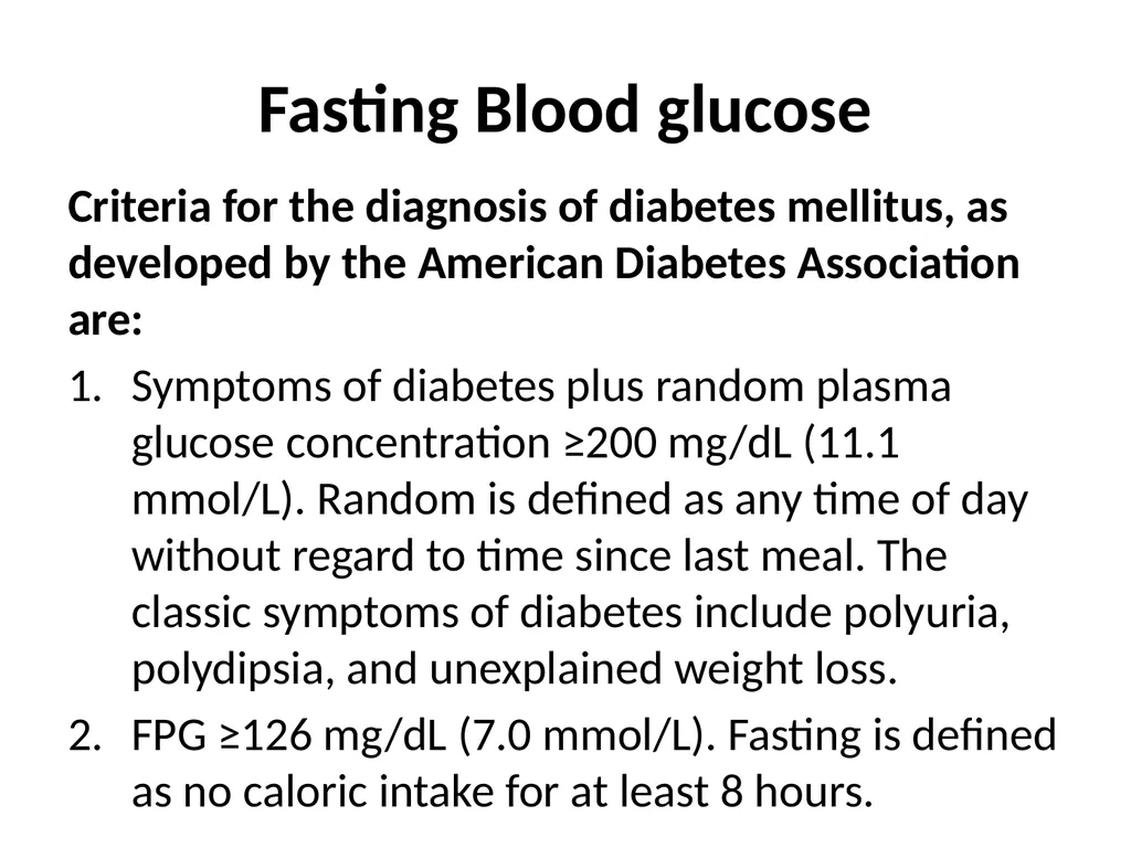 Biochemical tests: fasting blood glucose, - slide 17 of 42