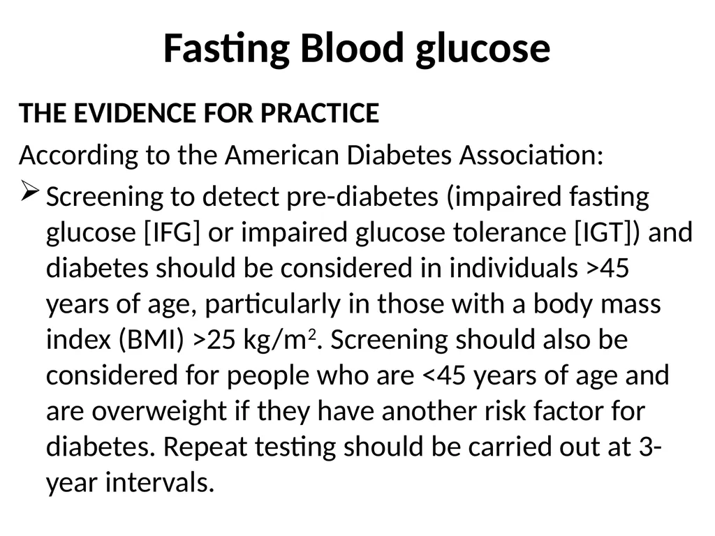 Biochemical tests: fasting blood glucose, - slide 19 of 42