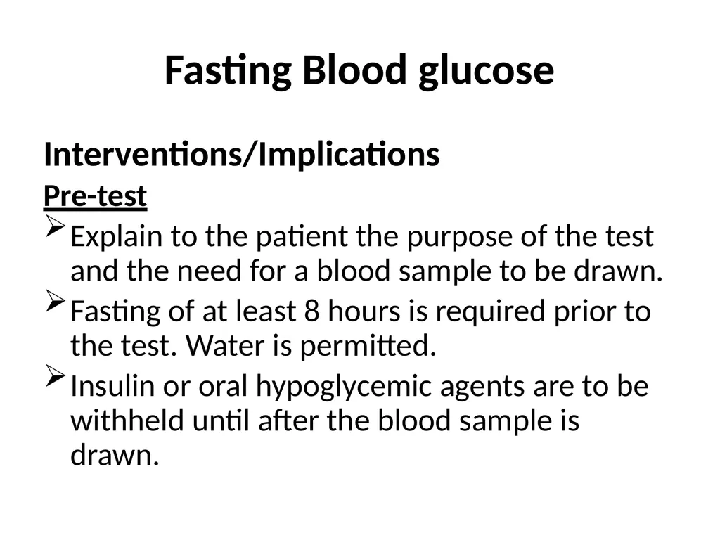 Biochemical tests: fasting blood glucose, - slide 23 of 42