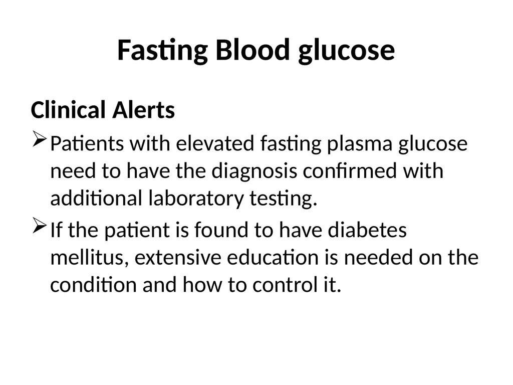 Biochemical tests: fasting blood glucose, - slide 25 of 42