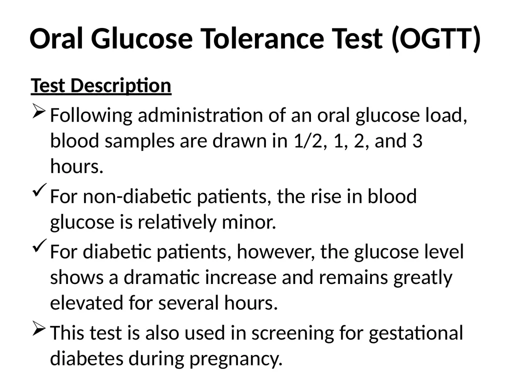 Biochemical tests: fasting blood glucose, - slide 34 of 42