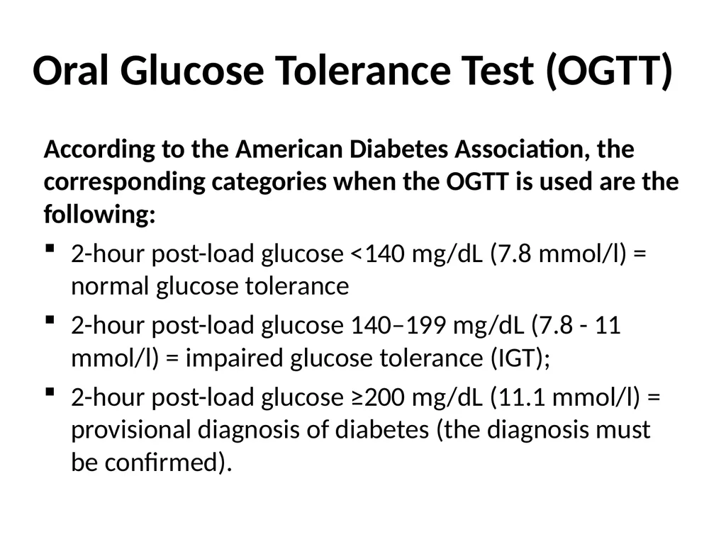 Biochemical tests: fasting blood glucose, - slide 35 of 42