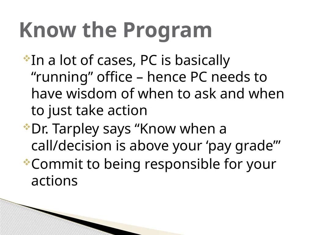 The Program Coordinator & Program Director - slide 7 of 19
