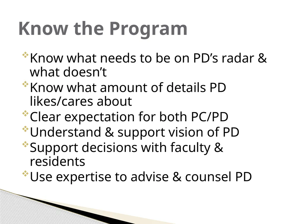 The Program Coordinator & Program Director - slide 8 of 19