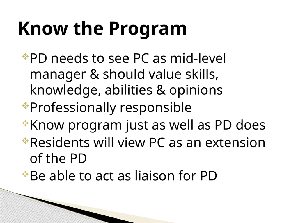 The Program Coordinator & Program Director - slide 10 of 19