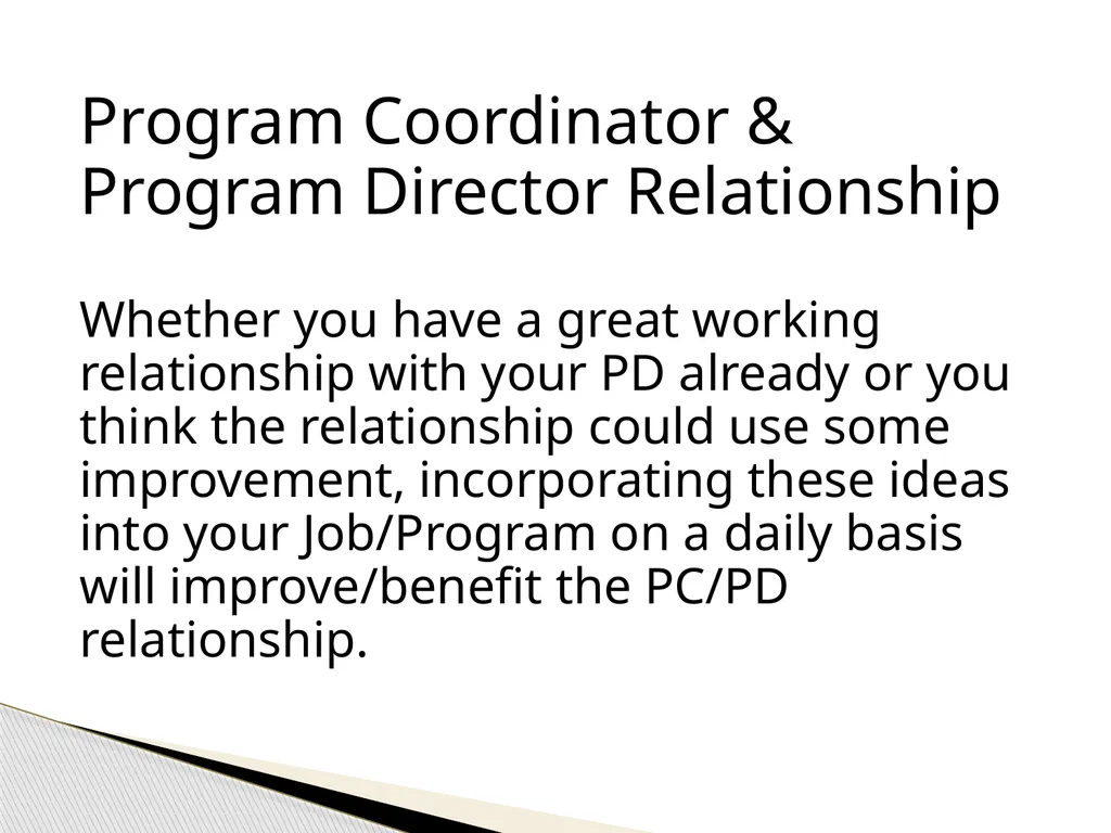 The Program Coordinator & Program Director - slide 18 of 19