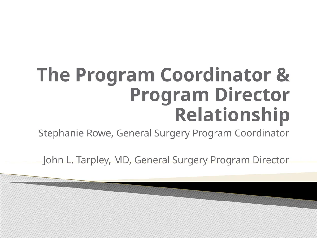 The Program Coordinator & Program Director - slide 1 of 19