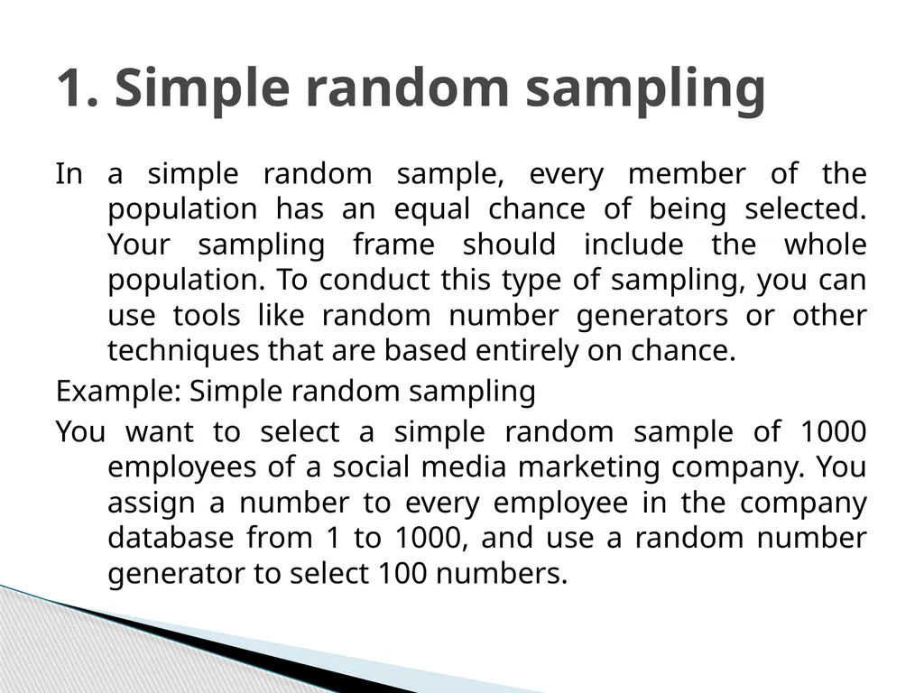 Probability sampling methods Probability sampling - slide 3 of 6