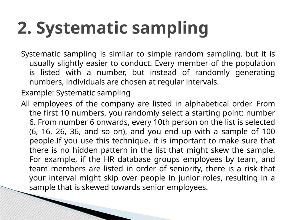 Probability sampling methods Probability sampling - slide 4 of 6