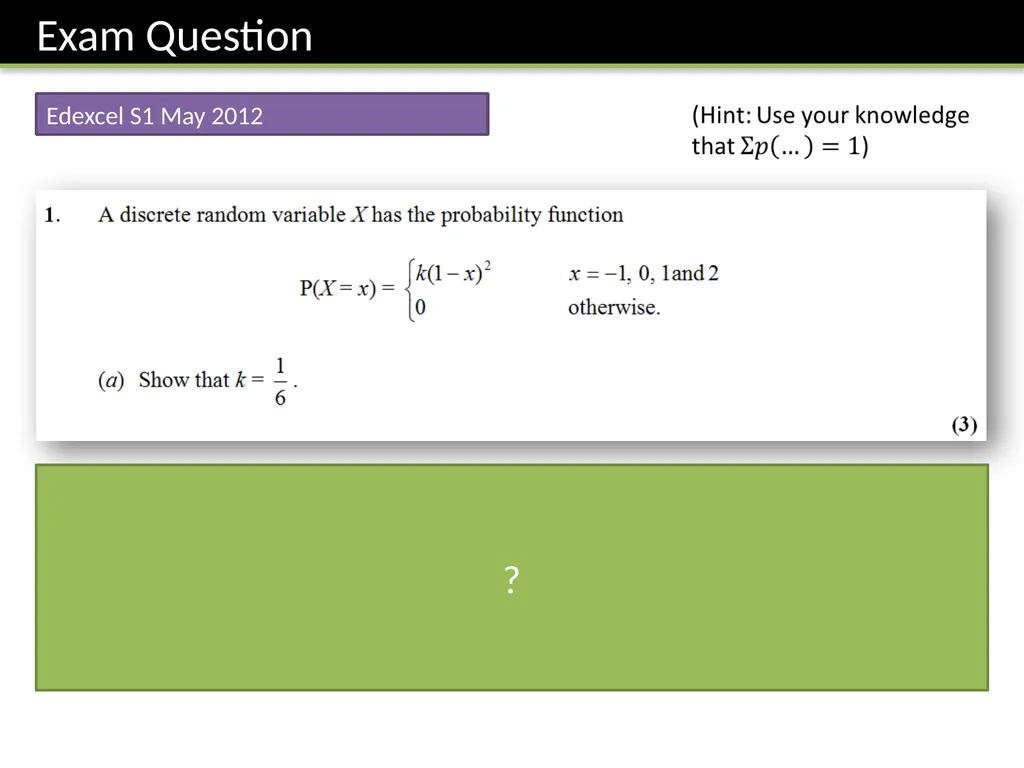 S1: Chapter 8 Discrete Random Variables - slide 6 of 25