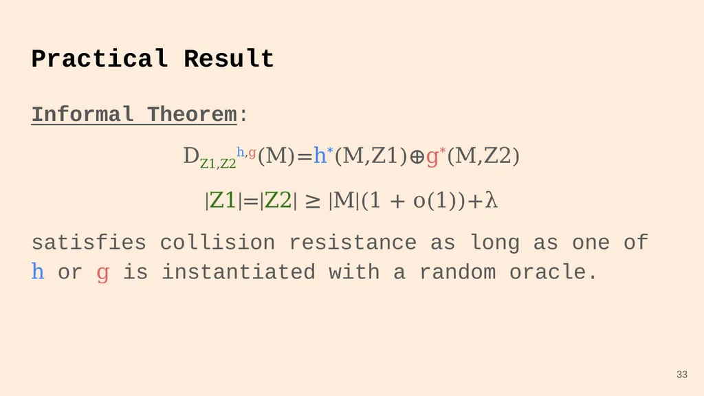 Random Oracle Combiners Joint work with Yevgeniy - slide 33 of 37