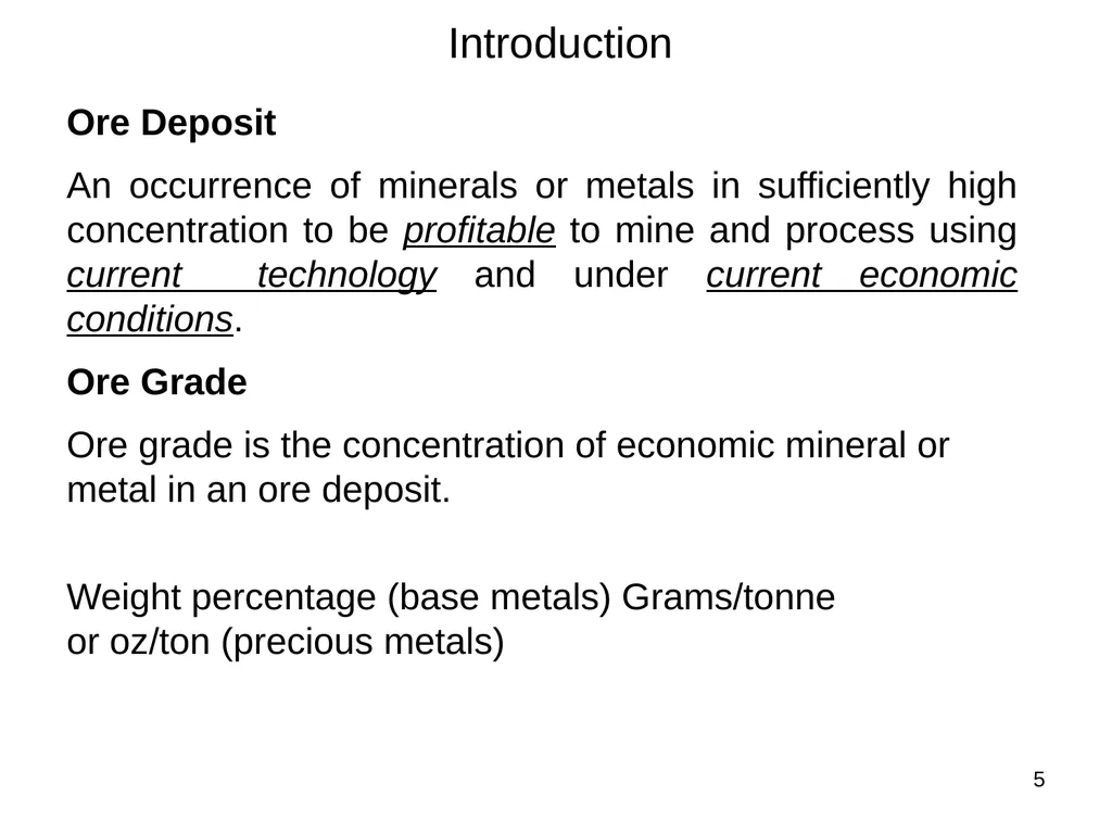 “Principle of Mineral Processing” Subject Code : - slide 5 of 20