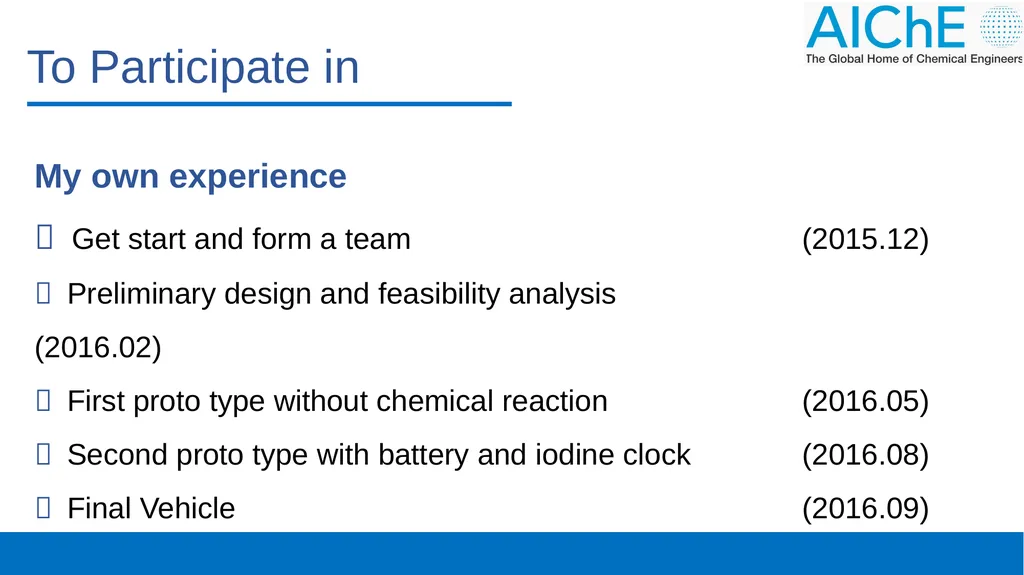 Compete in and Host a Chem-E-Car Competition - slide 8 of 13