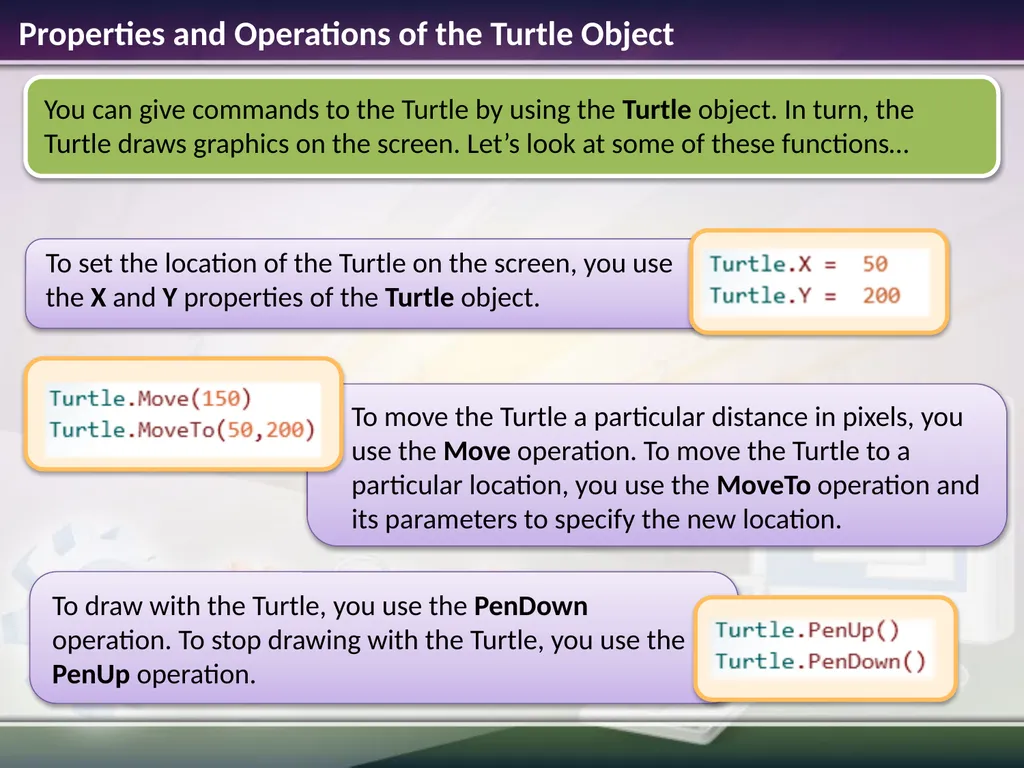 Turtle Graphics Estimated time to complete this - slide 4 of 10