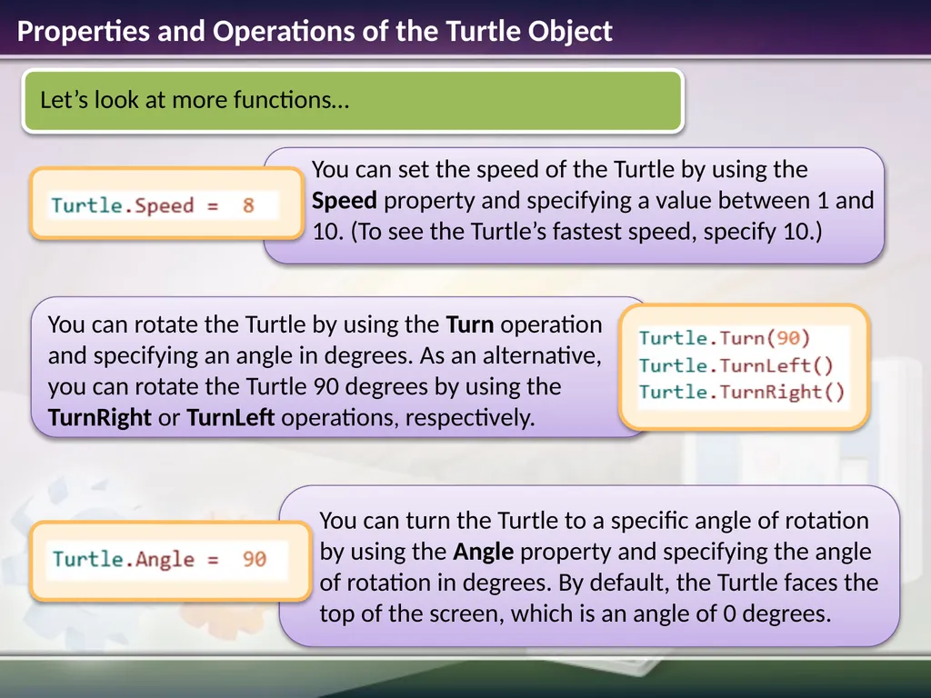Turtle Graphics Estimated time to complete this - slide 5 of 10
