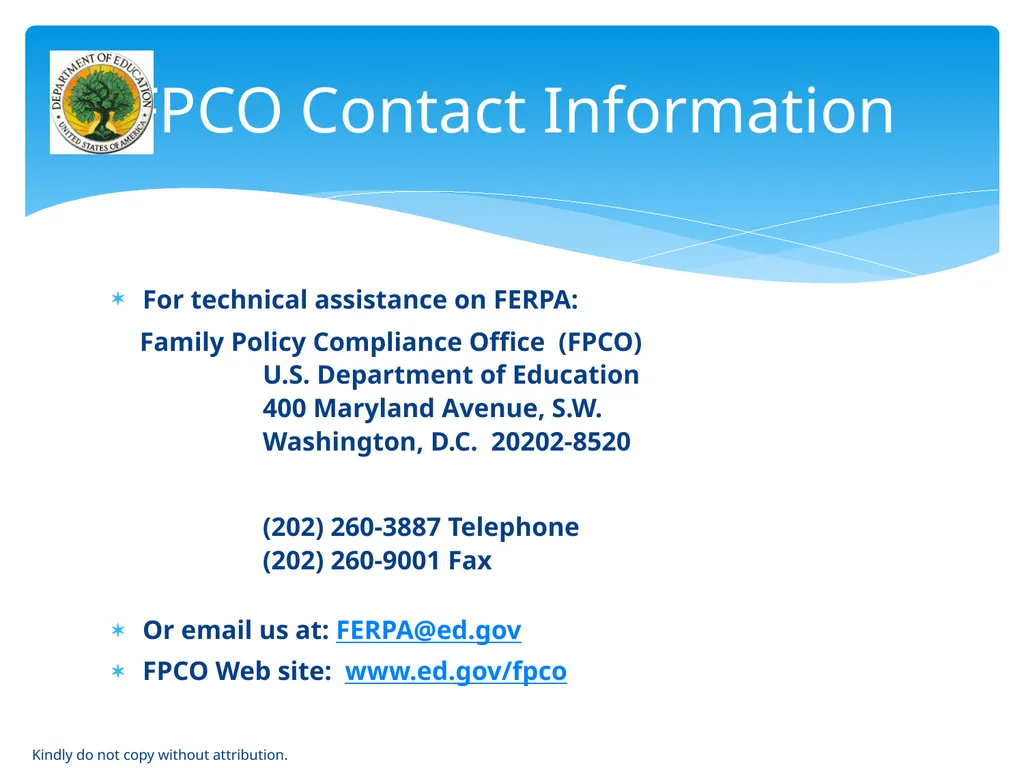 IDEA & FERPA -- Early Childhood Data Sharing - slide 63 of 64