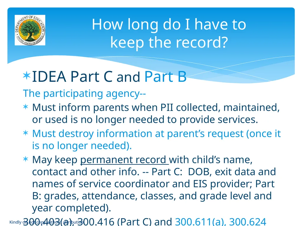 IDEA & FERPA -- Early Childhood Data Sharing - slide 55 of 64