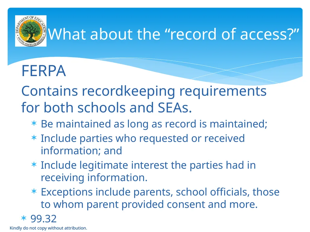 IDEA & FERPA -- Early Childhood Data Sharing - slide 53 of 64