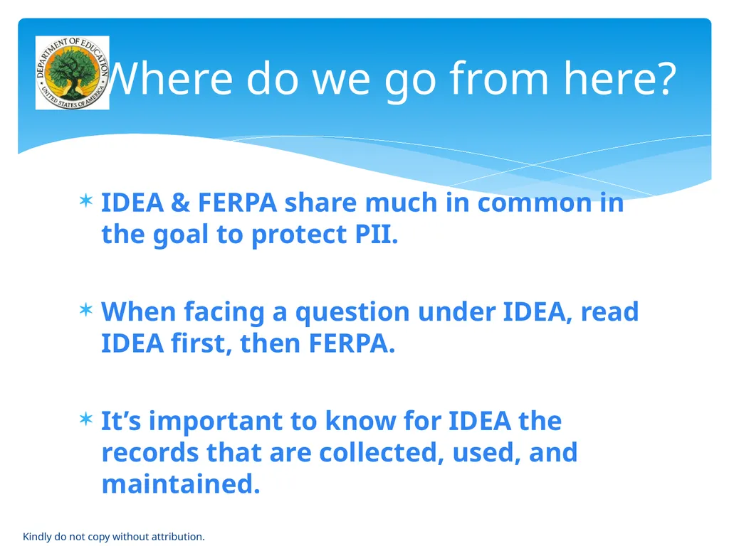IDEA & FERPA -- Early Childhood Data Sharing - slide 60 of 64