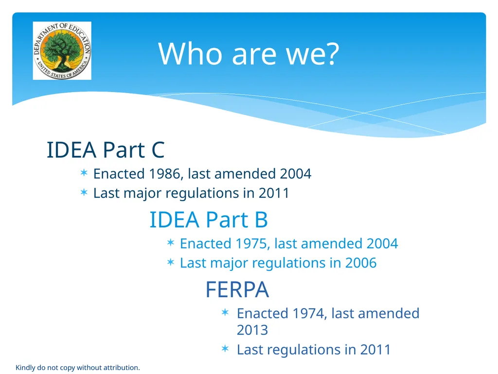 IDEA & FERPA -- Early Childhood Data Sharing - slide 4 of 64