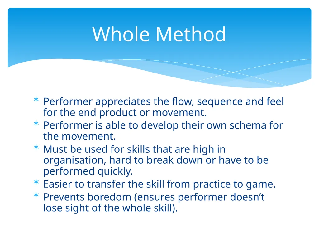 Practical Skill Acquisition Methods of Practice - slide 3 of 12
