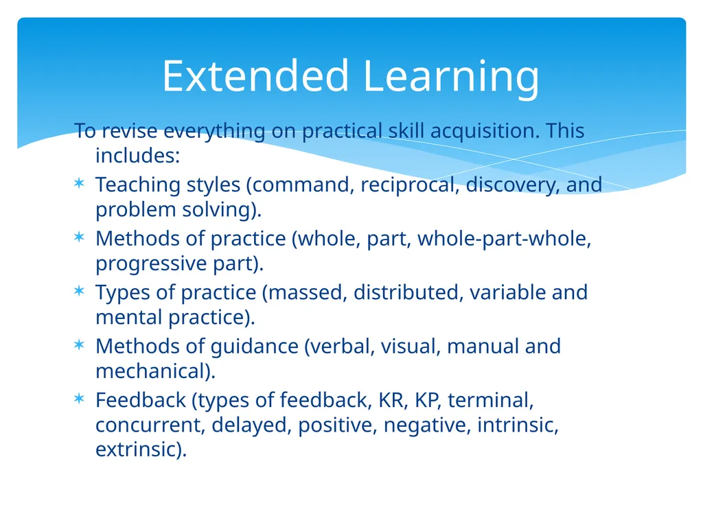 Practical Skill Acquisition Methods of Practice - slide 8 of 12