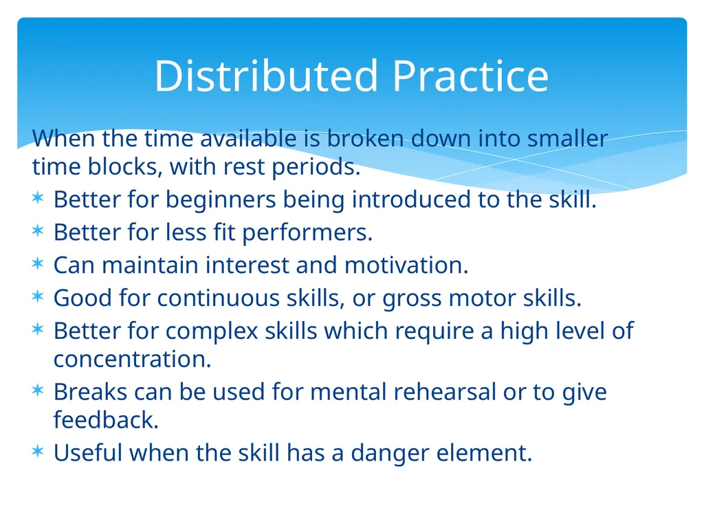 Practical Skill Acquisition Methods of Practice - slide 10 of 12