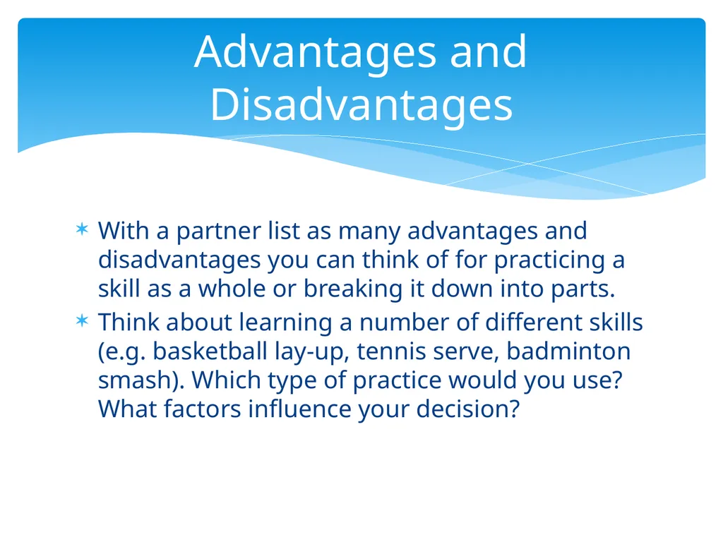 Practical Skill Acquisition Methods of Practice - slide 2 of 12