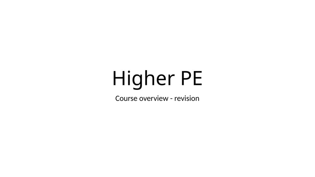 Higher PE Course overview - revision Swimming - slide 1 of 11